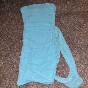 Elegant Blue Strapless Dress